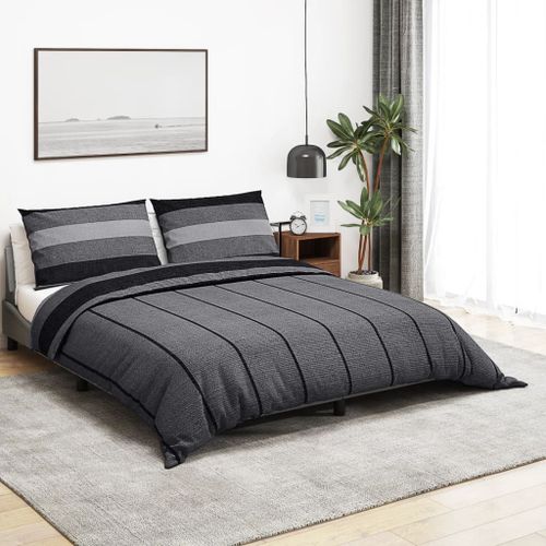 Vidaxl Ensemble De Housse De Couette Gris Foncé 260x240 Cm Coton