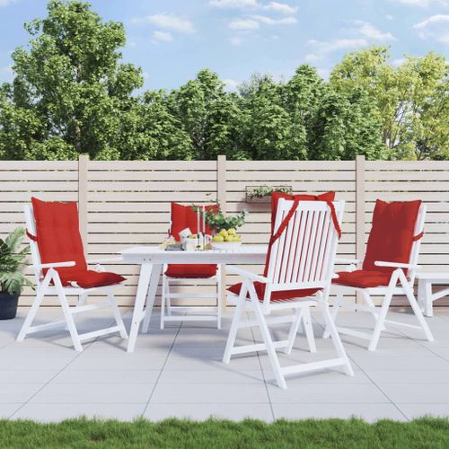 Vidaxl Coussins De Chaise À Dossier Haut Lot De 4 Rouge Tissu Oxford