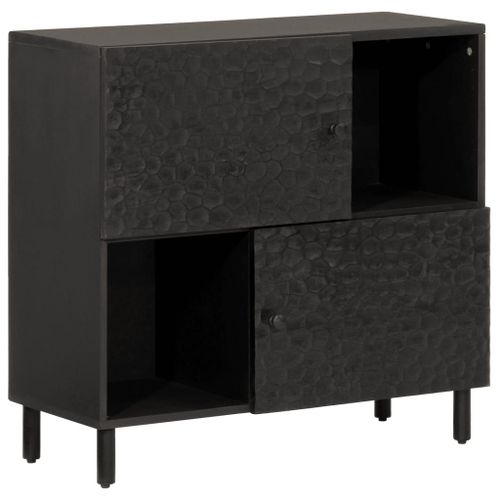 Vidaxl Armoire Latérale Noir 80x33x75 Cm Bois Massif De Manguier