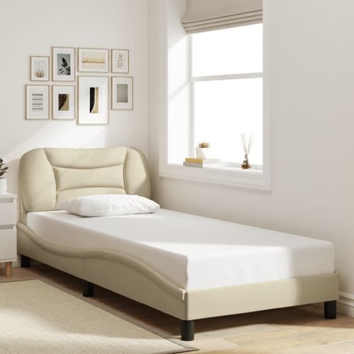 Vidaxl Cadre De Lit Avec Tête De Lit Crème 80x200 Cm Tissu