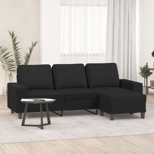 Vidaxl Canapé À 3 Places Avec Repose-Pieds Noir 180 Cm Tissu