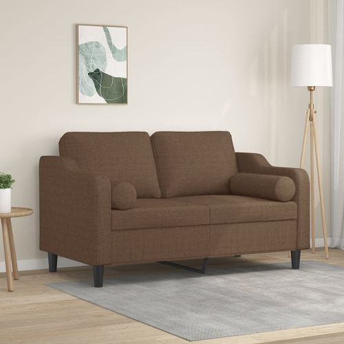 Vidaxl Canapé 2 Places Avec Oreillers Décoratifs Marron 120 Cm Tissu