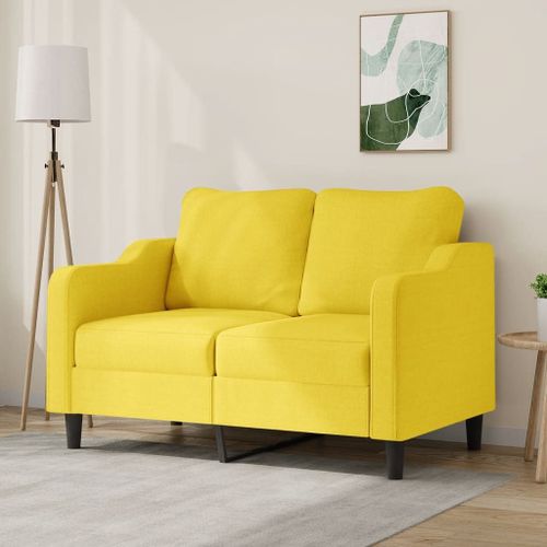 Vidaxl Canapé À 2 Places Jaune Clair 120 Cm Tissu