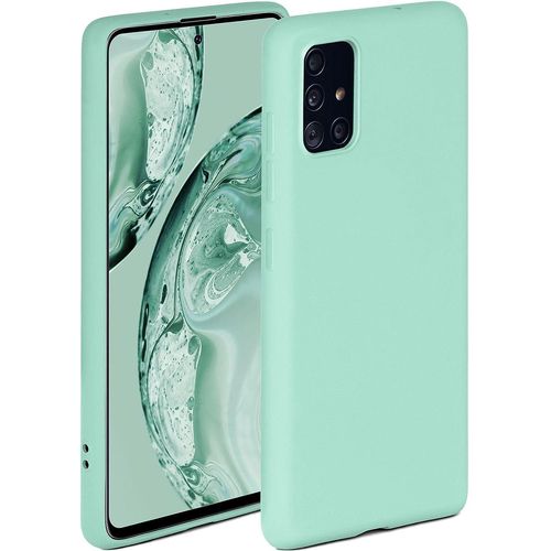 Coque Souple Compatible Avec Samsung Galaxy A51, Coque En Silicone, Bord Sureleve Pour La Protection Decran, Double Couche, Coque Souple Pour Telephone - Turquoise Mat