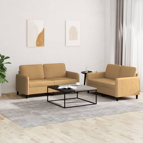 Vidaxl Ensemble De Canapés 2 Pcs Marron Velours