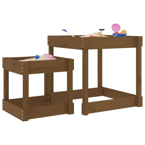 Vidaxl Tables À Sable 2 Pcs Marron Miel Bois De Pin Massif