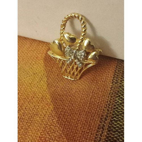 Broche Paniers De C?urs Métal Vintage