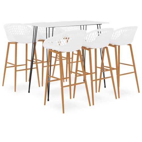 Vidaxl Ensemble De Bar 7 Pcs Blanc