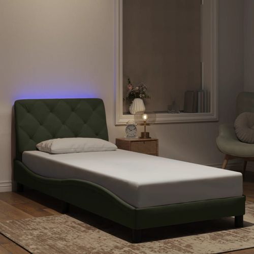 Vidaxl Cadre De Lit Avec Lumières Led Gris Clair 90x200 Cm Velours