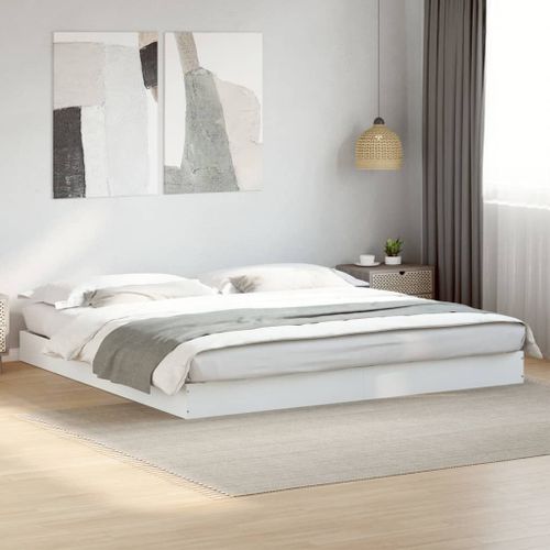 Vidaxl Cadre De Lit Sans Matelas Blanc 180x200 Cm Bois D'ingénierie