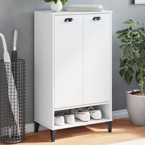 Vidaxl Armoire À Chaussures Viken Blanc Bois De Pin Solide