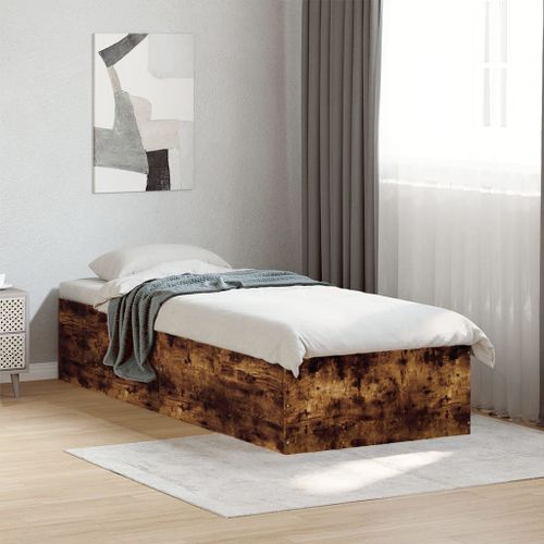 Vidaxl Cadre De Lit Sans Matelas Chêne Fumé 100x200 Cm