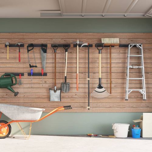 vidaXL Supports muraux pour outils de jardin 8 pcs noir acier