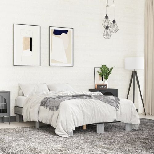 Vidaxl Cadre De Lit Sans Matelas Sonoma Gris 120x200 Cm