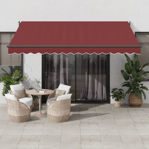 Vidaxl Auvent Manuel Rétractable Bordeaux 400x300 Cm