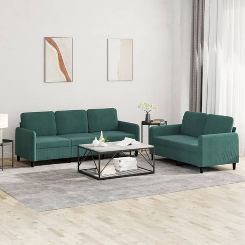 Vidaxl Ensemble De Canapés 2 Pcs Vert Foncé Velours