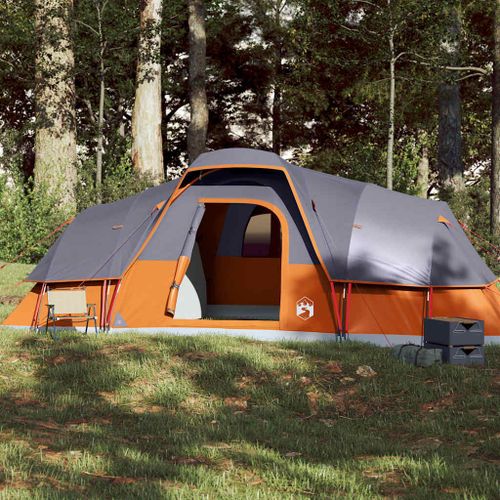 Vidaxl Tente À Dôme 11 Personnes Gris Et Orange Imperméable