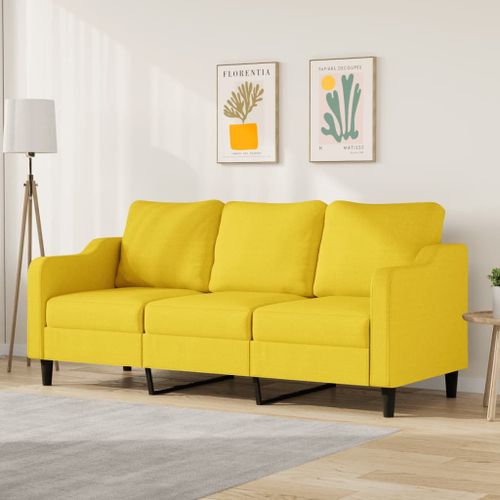 Vidaxl Canapé À 3 Places Jaune Clair 180 Cm Tissu
