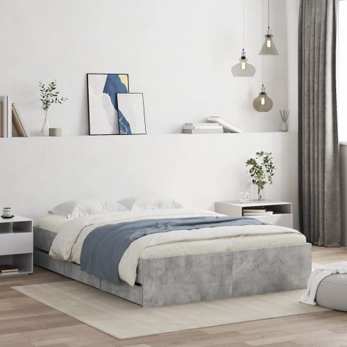 Vidaxl Cadre De Lit Avec Tiroirs Sans Matelas Gris Béton 120x190 Cm