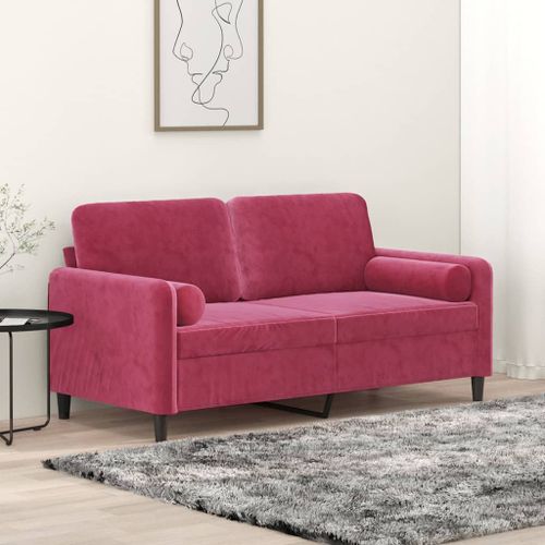 Vidaxl Canapé 2 Places Avec Oreillers Bordeaux 140 Cm Velours