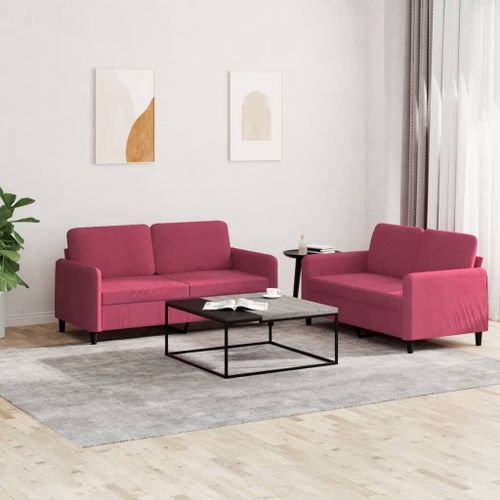 Vidaxl Ensemble De Canapés 2 Pcs Rouge Bordeaux Velours