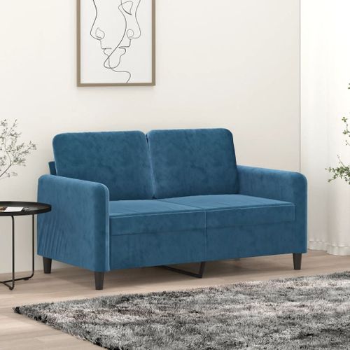 Vidaxl Canapé À 2 Places Bleu 120 Cm Velours