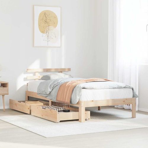 Vidaxl Cadre De Lit Avec Tiroirs 90x200 Cm Bois De Pin Massif