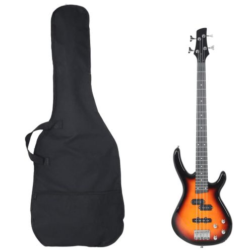 Guitare Basse Électrique De Débutants Sac Brun Et Noir 4/4 46"