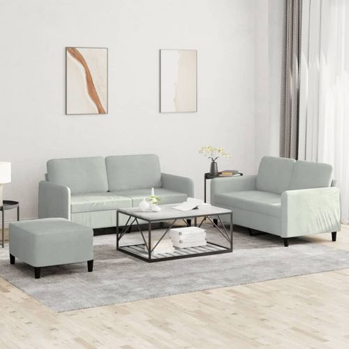 Vidaxl Ensemble De Canapés 3 Pcs Gris Clair Velours