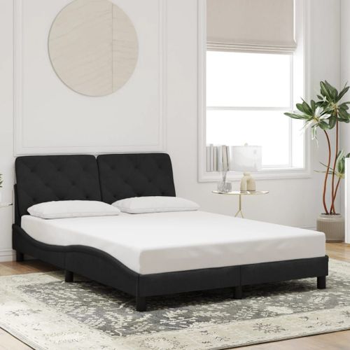 Vidaxl Cadre De Lit Avec Tête De Lit Noir 120x200 Cm Velours