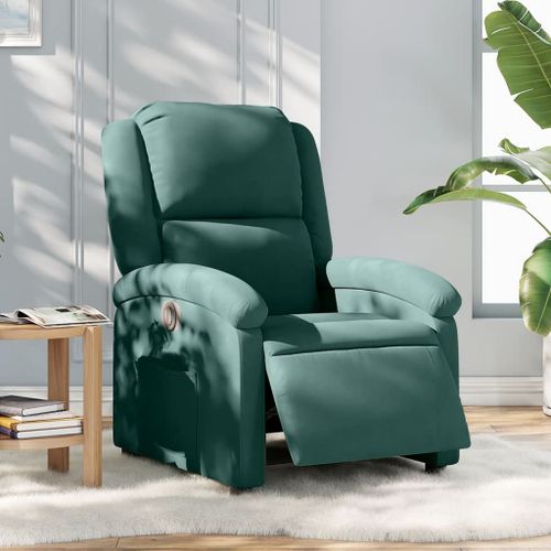 Vidaxl Fauteuil Inclinable Électrique Vert Foncé Velours