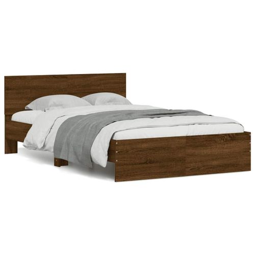 Vidaxl Cadre De Lit Avec Tête De Lit Et Led Chêne Marron 120x200 Cm