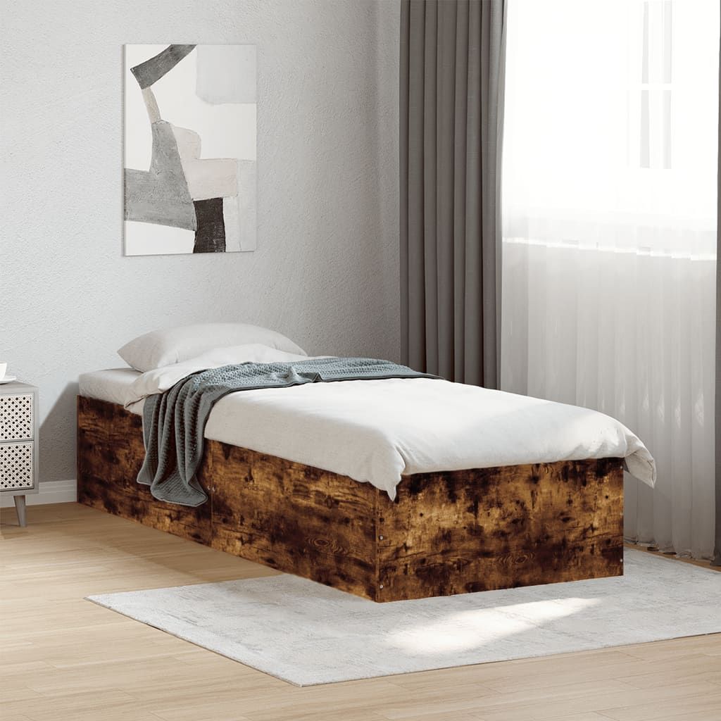 Vidaxl Cadre De Lit Sans Matelas Chêne Fumé 90x190 Cm