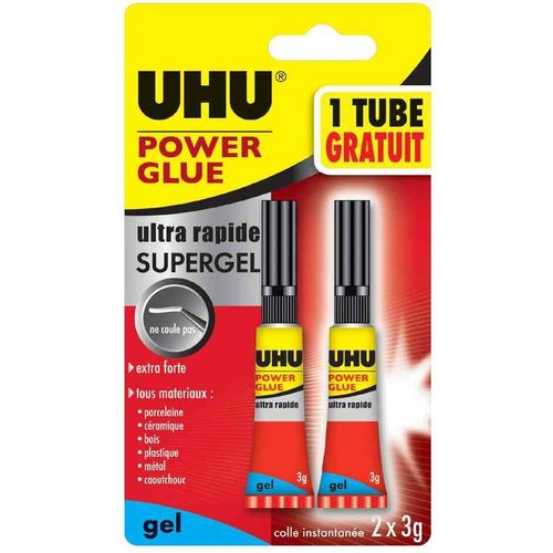 UHU Colle instantanée POWER GLUE ultra rapide SUPERGEL, 3 g