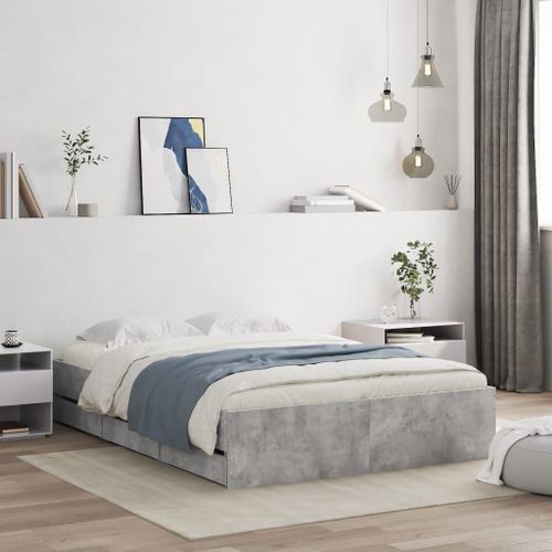 Vidaxl Cadre De Lit Avec Tiroirs Sans Matelas Gris Béton 120x200 Cm