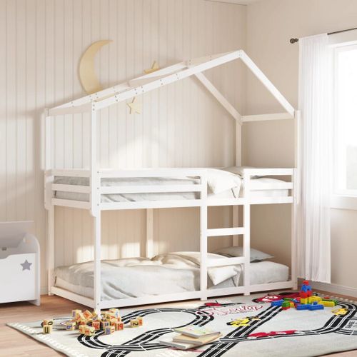 Vidaxl Lit Superposé Sans Matelas Blanc 90x190 Cm Bois De Pin Massif