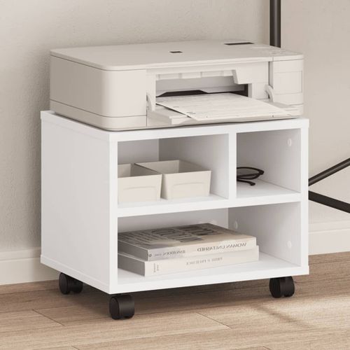 Vidaxl Support D'imprimante Avec Roulettes Blanc 41x32x34,5 Cm