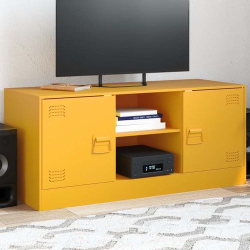 Vidaxl Meuble Tv Jaune Moutarde 99x39x44 Cm Acier
