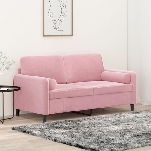 Vidaxl Canapé 2 Places Avec Oreillers Décoratifs Rose 140 Cm Velours