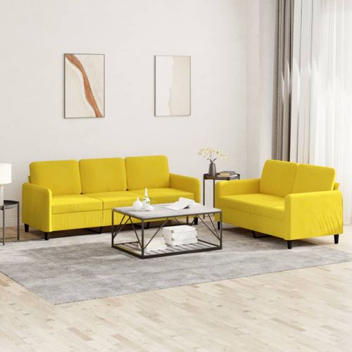 Vidaxl Ensemble De Canapés 2 Pcs Jaune Velours