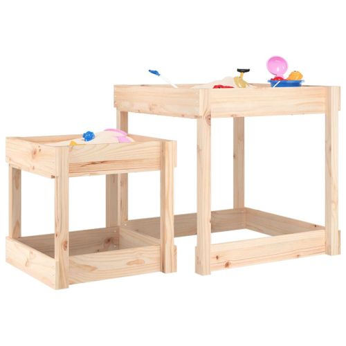 Vidaxl Tables À Sable 2 Pcs Bois De Pin Massif