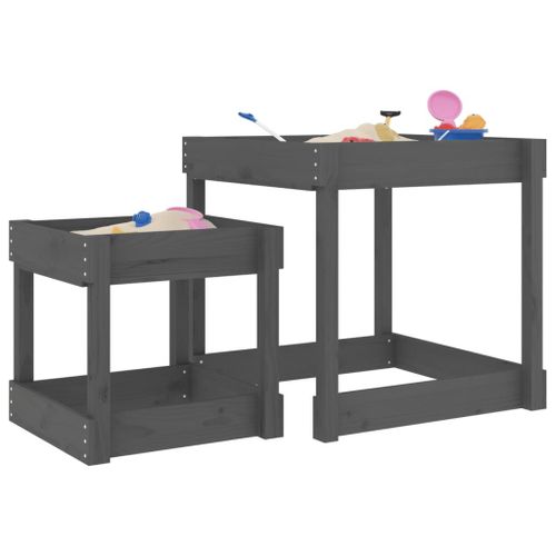 Vidaxl Tables À Sable 2 Pcs Gris Bois De Pin Massif