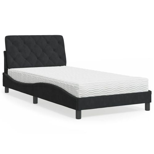 Vidaxl Lit Avec Matelas Noir 100x200 Cm Velours