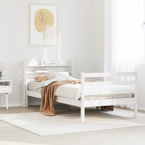 Vidaxl Cadre De Lit Avec Tête De Lit Sans Matelas Blanc 100x200 Cm