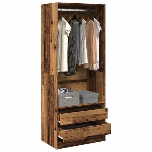 Vidaxl Garde-Robe Vieux Bois 80x50x200 Cm Bois D'ingénierie