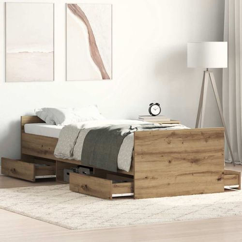 Vidaxl Cadre De Lit Sans Matelas Chêne Artisanal 100x200 Cm