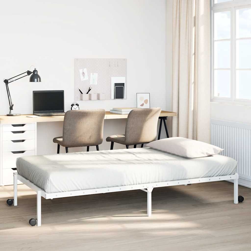 Vidaxl Cadre De Lit Sans Matelas Pliable Blanc 100x190 Cm Acier