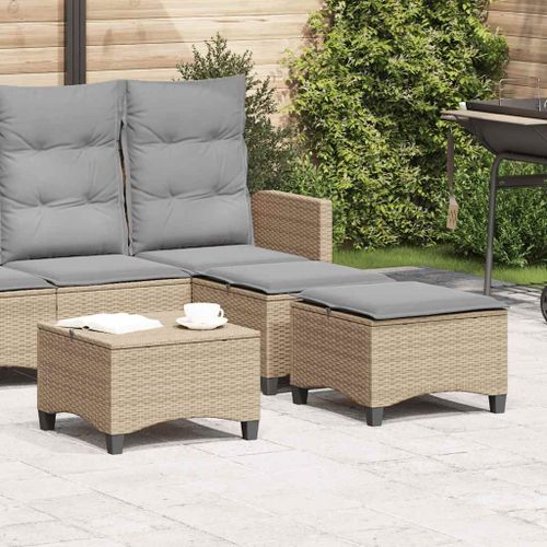 Vidaxl Tabourets Jardin Coussins 2 Pcs Beige 55x55x36cm Résine Tressée