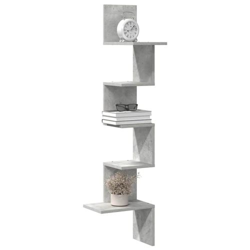 Vidaxl Étagère Murale D'angle Gris Béton 32x32x127,5cm Bois Ingénierie