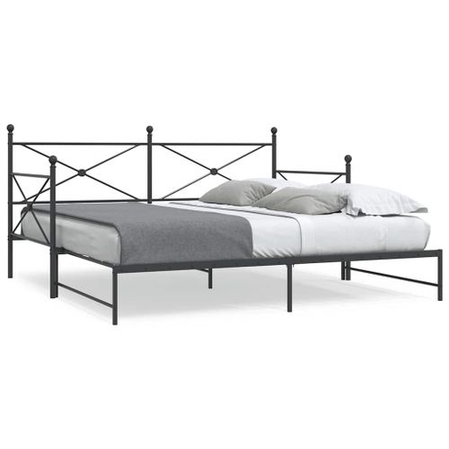Vidaxl Lit De Jour Avec Gigogne Sans Matelas Noir 100x200 Cm Acier